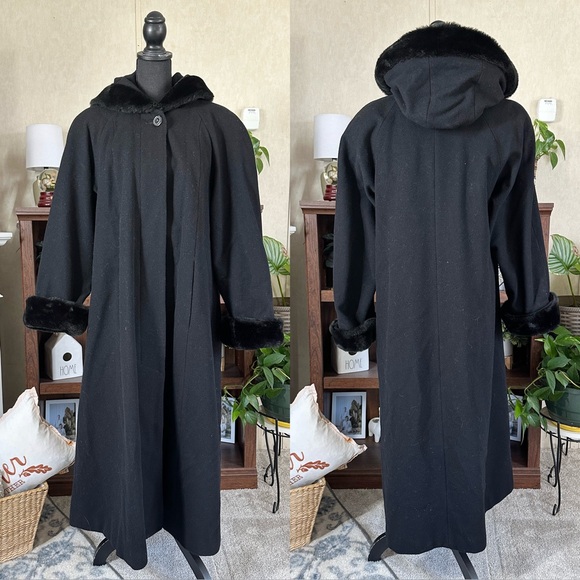 Braetan Jackets & Blazers - SOLD | Braetan Women’s Vintage Wool Long Coat Hooded Faux Fur Penny Lane Mob